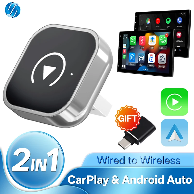 

Hippcron проводной к беспроводному CarPlay Android Auto автоматический адаптер USB-ключ Smart Mini Box Plug And Play 5G WIFI Bluetooth OTA
