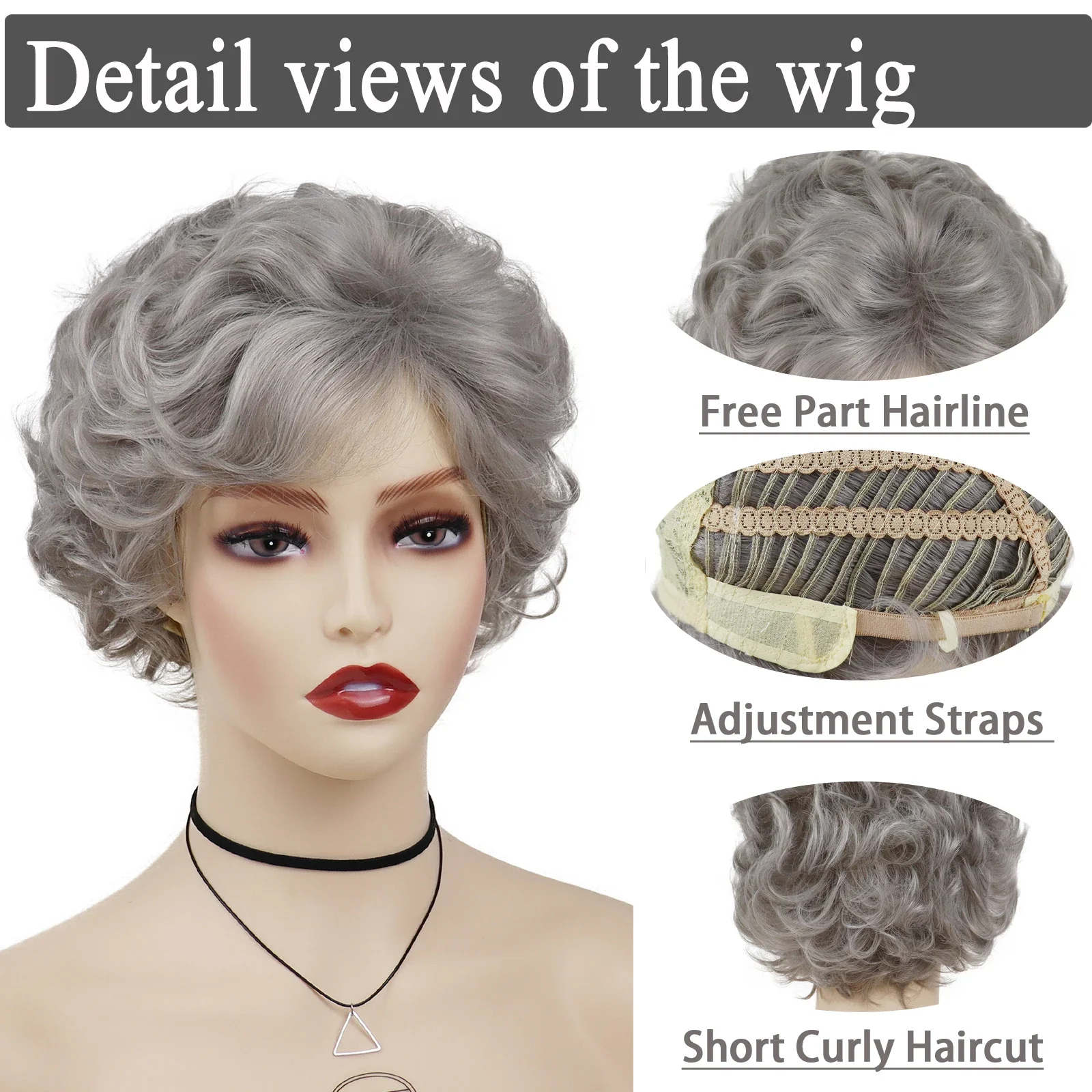 GNIMEGIL Synthetic Ombre Gray Curly Wig for Women Short Mommy Wigs Old Lady Wig 60s Dorothy Golden Girls Wig Costume Grandmother