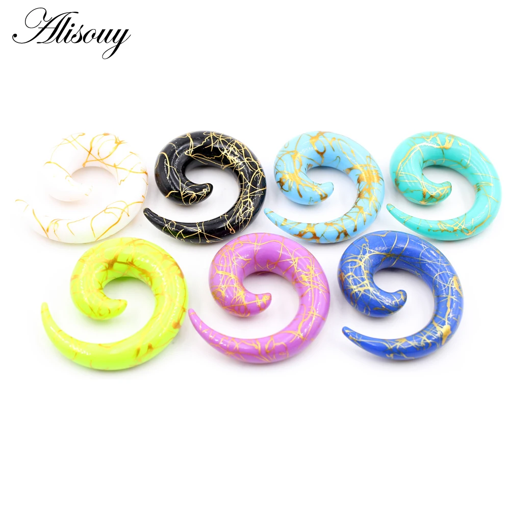 Alisouy 2 sztuk 1.6mm-20mm linia fala kropki akrylowe spiralne wskaźniki uszu tunele korki nosze Expander kolczyki Piercing biżuteria do ciała