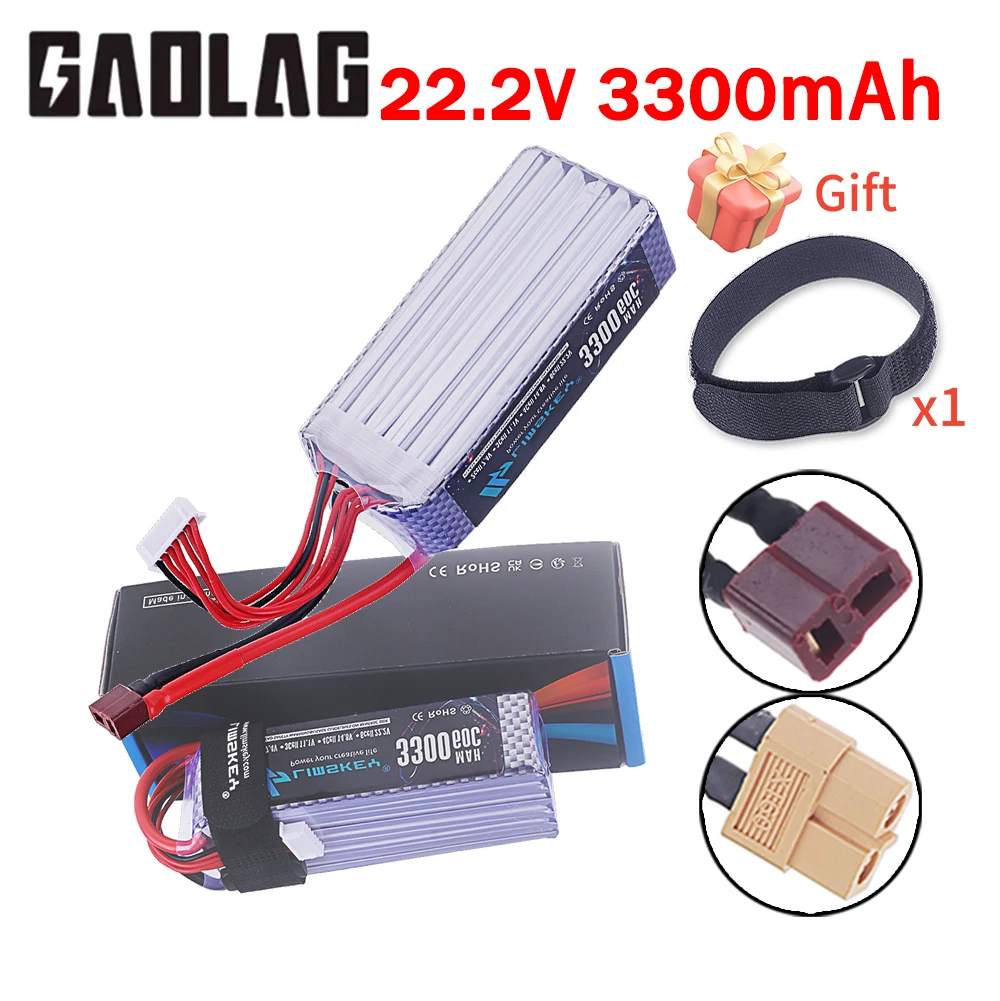 6S Lipo 3300mah 22.2V Battery 60C RC Racing Car Boats Drone With Deans T XT60 Plug 22.2V Battery for Remote Controlled Toys Cars
