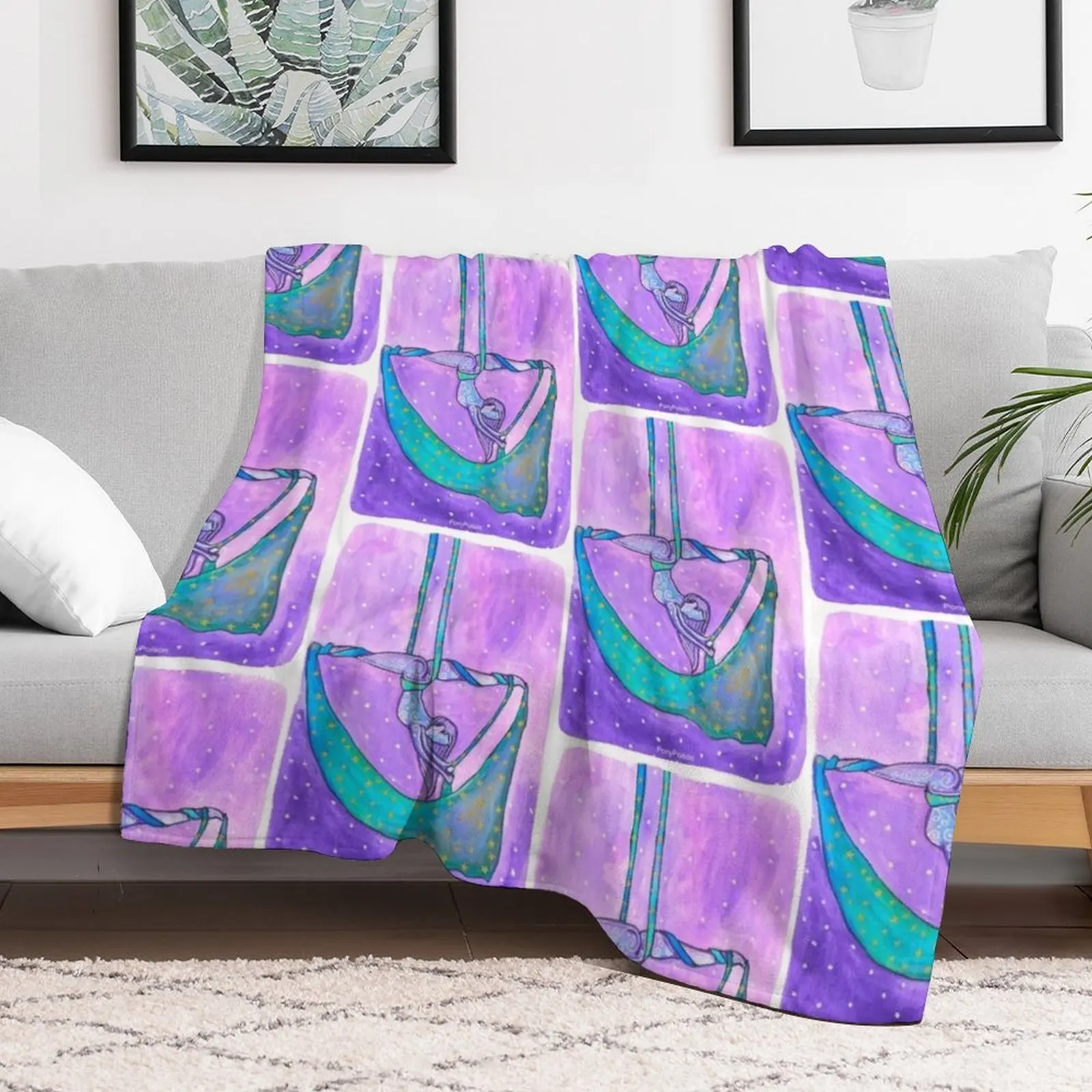 Starry Aerial Silks Artist Throw Blanket