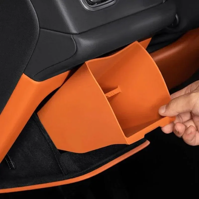 For Li L7 L9 L8 2023-2026 Silicone Orange Car Driving Position Storage Box Hidden Storage Box Trim Interior Accessories