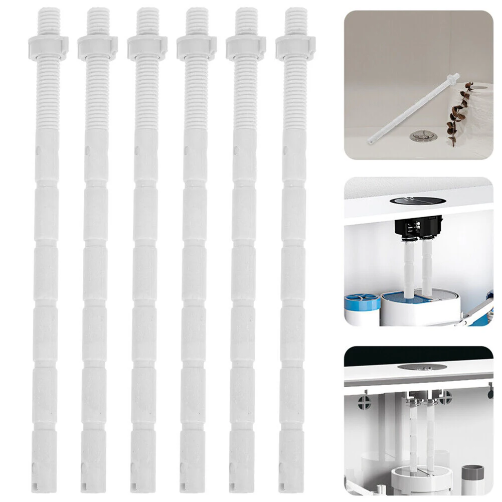 Toilet Flush Button Rod 10 Pack, Adjustable Dual Push Buttons Replacement Screw For Bathroom Tank, White Plastic 5.92 Inch