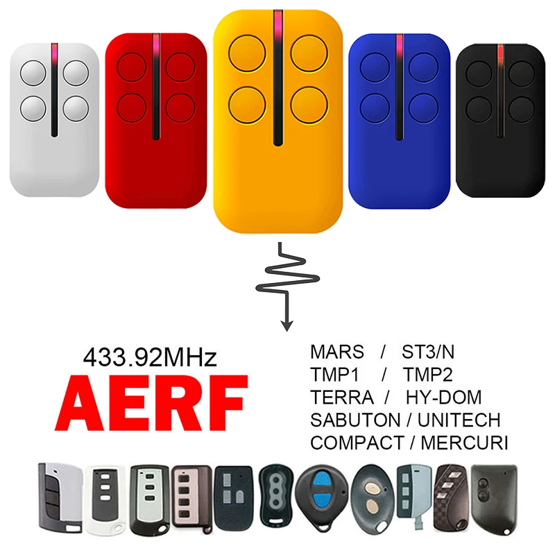 

For AERF COMPACT MERCURI SABUTON UNITECH TERRA HY-DOM TMP1 TMP2 MARS ST3/N Garage Gate Electric Remote Control 433.92MHz