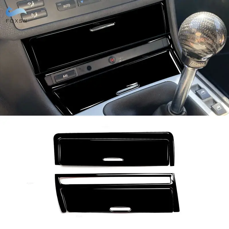 Car-Styling Center Control Gear Shift Panel Storage Box Cigarette Lighter Cover Trim For BMW 3 Series E46 1998-2005 Piano Black