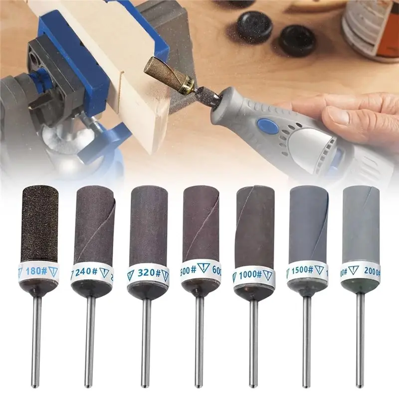 A27F-For Dremel For Metal Rust Removal 56Pcs Sanding Drums Sandpaper Sticks Shank For Rotary Tool, Jade Polishing Grinding