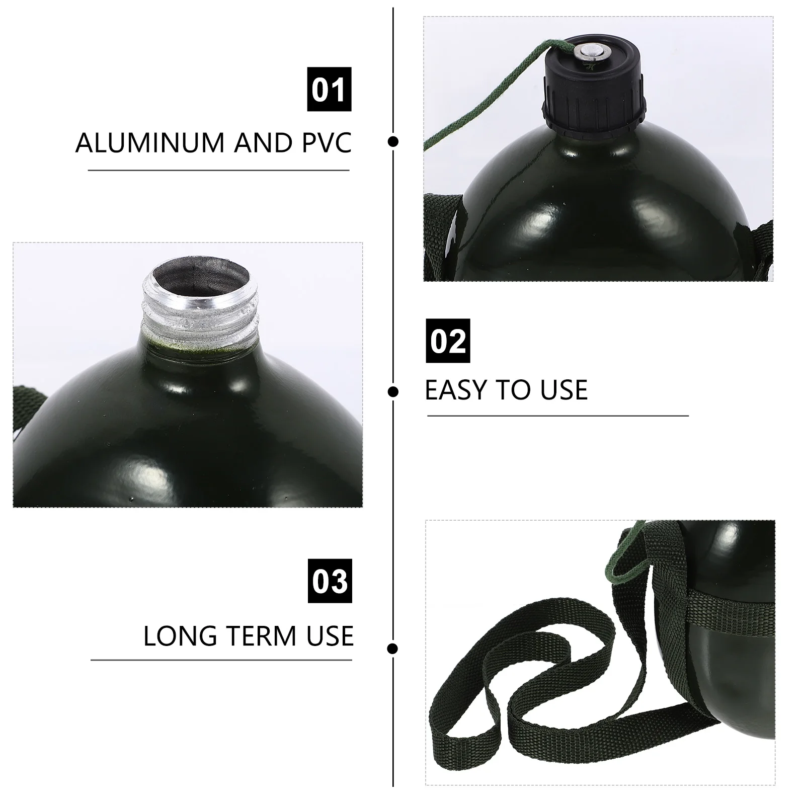 

High-Grade Durable Outdoor Military Water Bottle Light Compact Camping Canteen Portable Survival Gear Style Crossbody