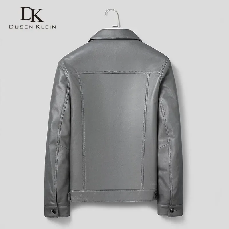 Men Genuine Leather Jacket Real Sheepskin Jackets Casual Grey White Pockets Autumn New Jacket for Man L207