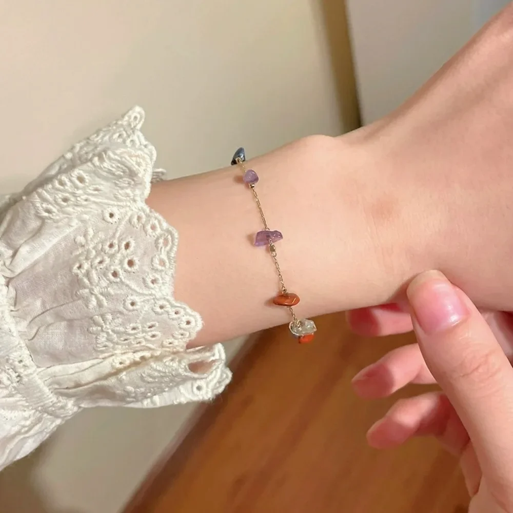 新しいトレンディなかわいい甘い天然石ネックレス女性女の子夏シンプルなクリスタル鎖骨チェーンチョーカーファッションジュエリーギフト