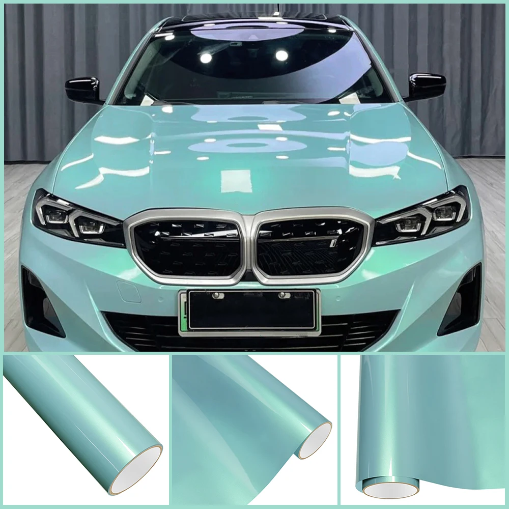 

PET Mermaid Blue Charm Green Car Wrapping Vinyl Film Car Engine Hood Decal Self Adhesive Motorcycle Auto Body Decoration Film