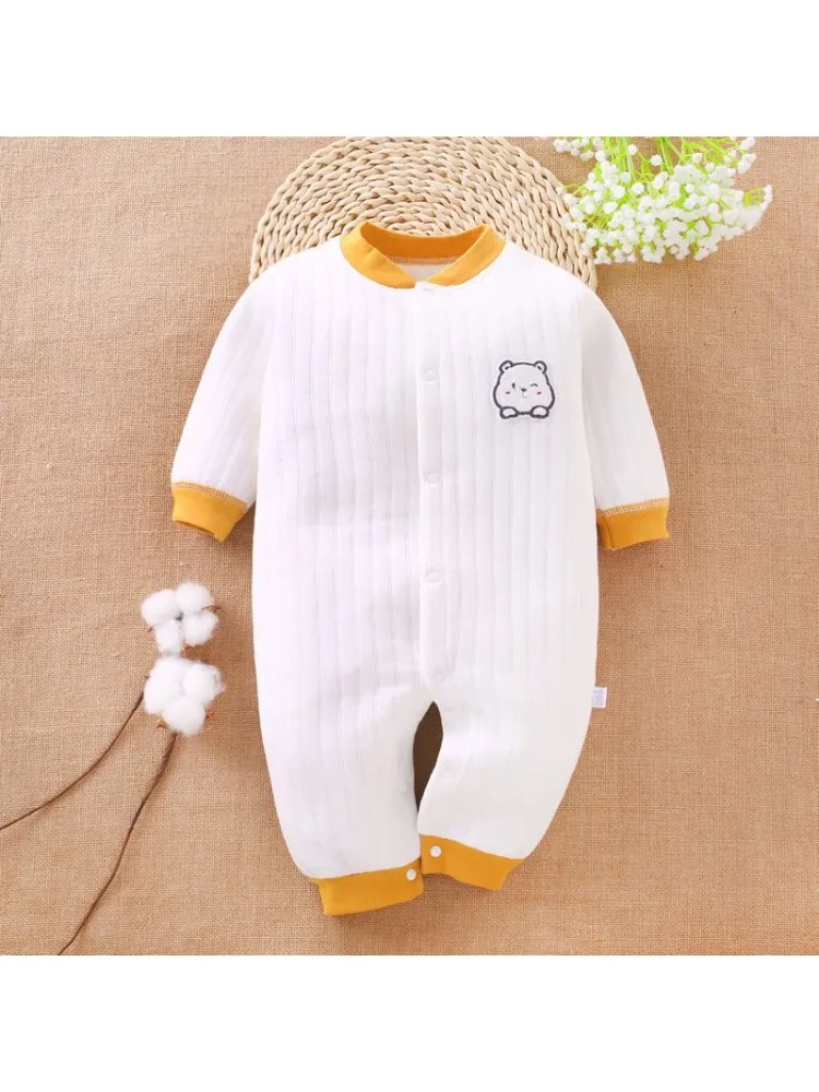 

Baby Jumpsuit Warm Autumn and Winter Pure Cotton Outer Wear Baby Underwear Clip Cotton Romper Pajamas Newborn Clothes