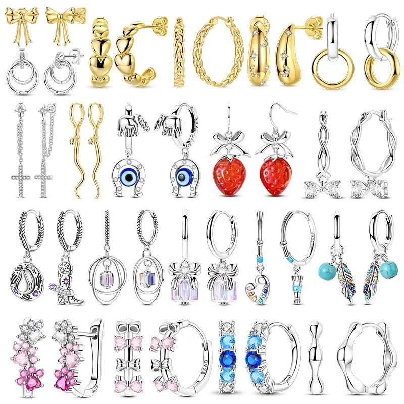 

925 Sterling Silver Lucky Guardian Ear Jewelry Original Design Earrings Color Zircon Making for Women Girl Wedding Party Gifts