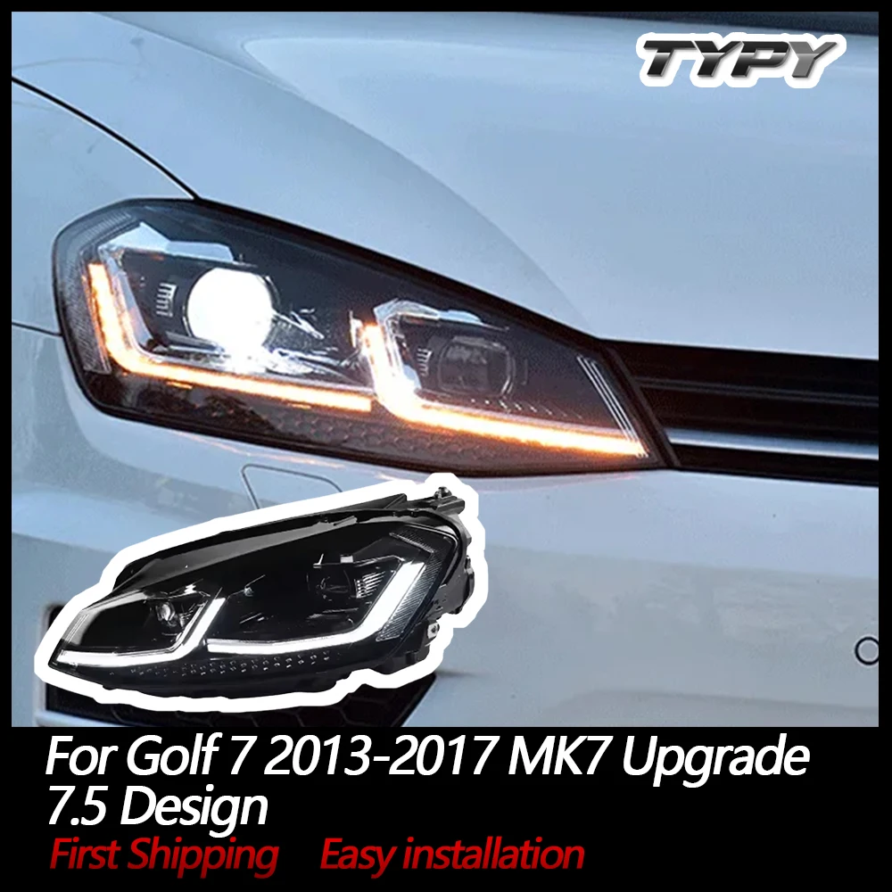 

TYPY 2 шт. для Golf 7 2013-2017 MK7 обновление 7,5 дизайн светодиодные автомобильные фары в сборе DRL бифокальные линзы аксессуары для ламп
