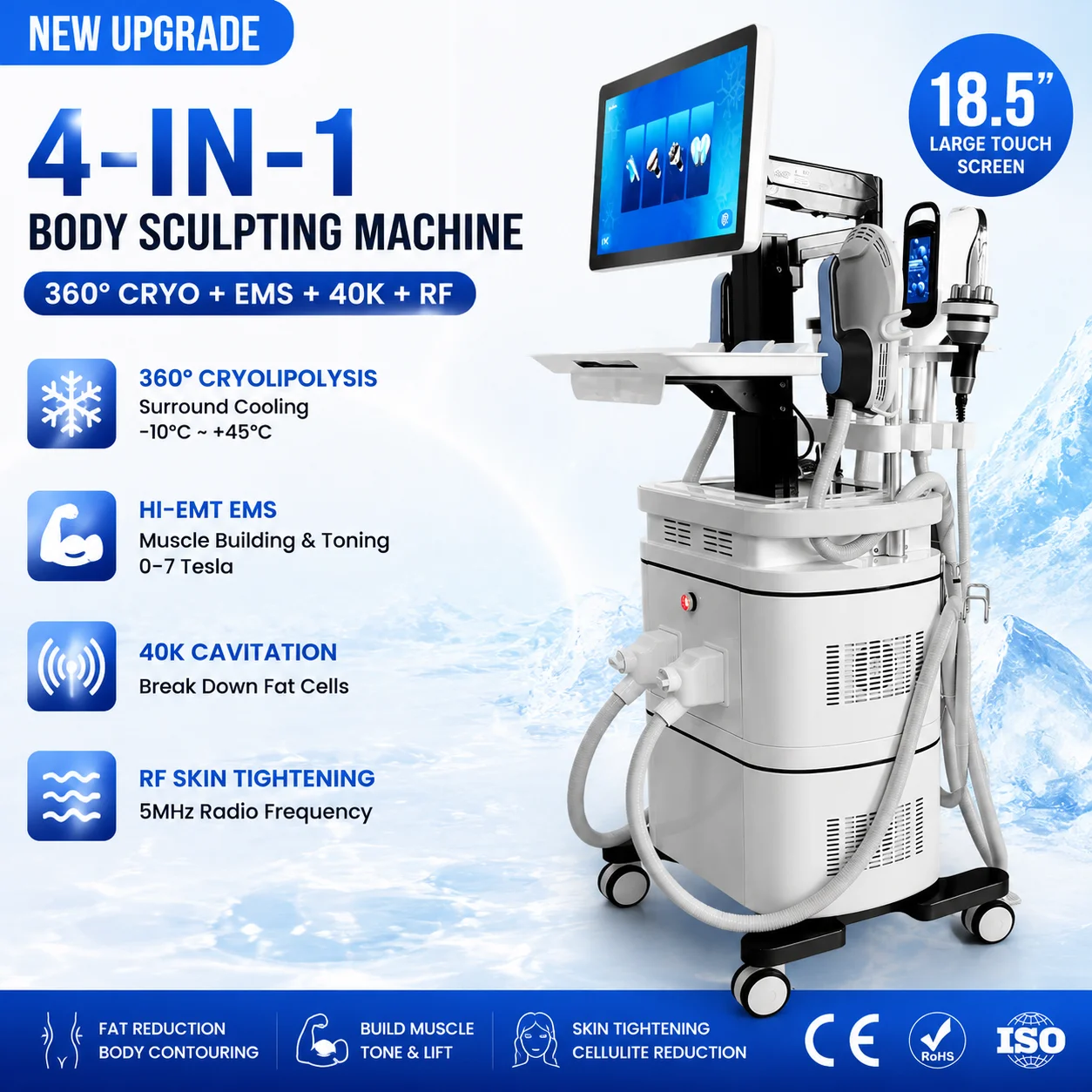 V9 2-in-1 EMS Muscle Building Body Sculpting Machine 360° Cryotherapy Slimming Device Hand Contouring Machine