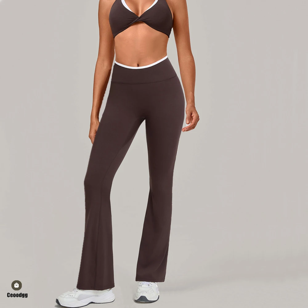 Workout Serenity Low Waist Nude Yoga Pants Women High Waist Slim Fitness Wear Barely Flared Legging Gym Fitness Long Pants XP58