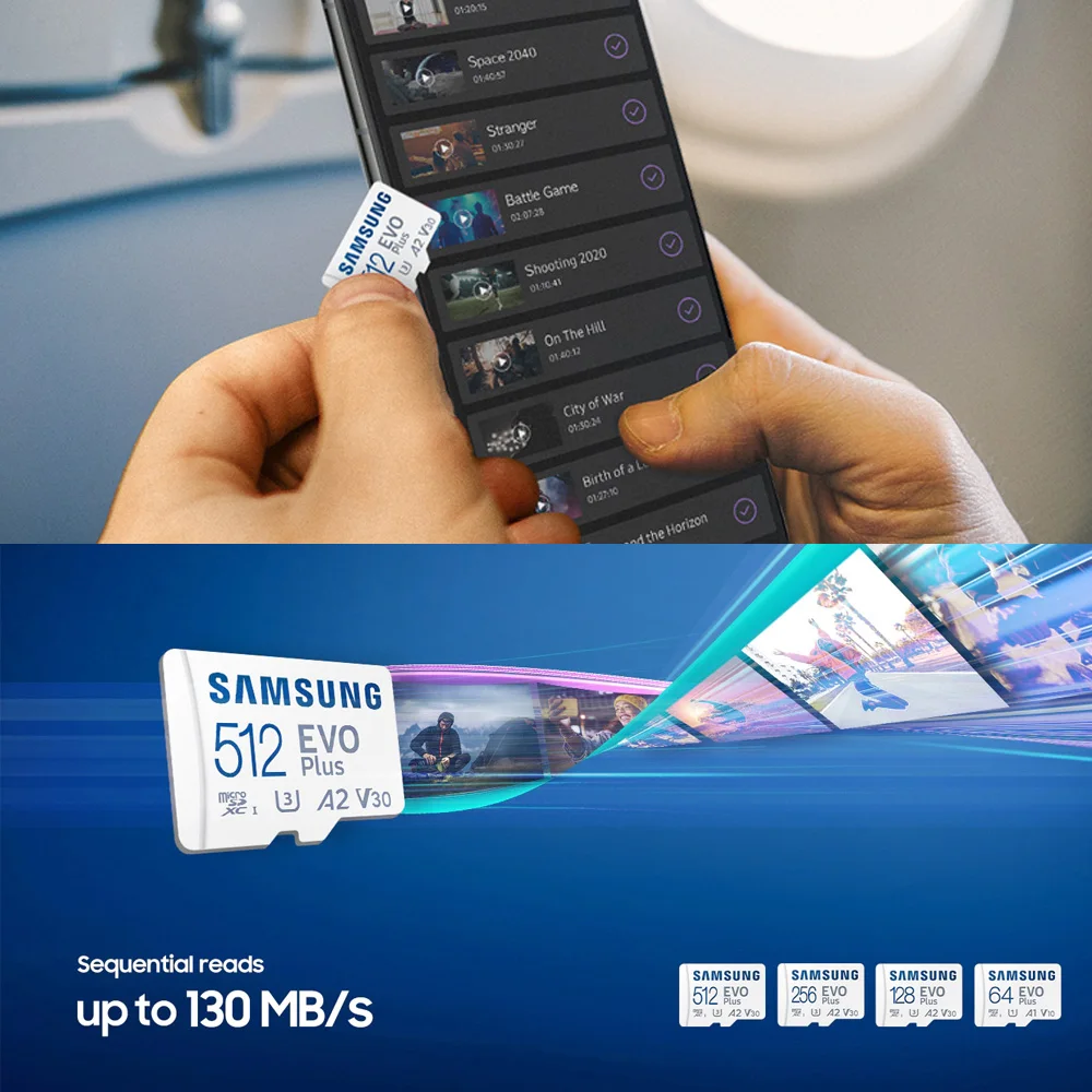 SAMSUNG EVO Plus Micro SD Card Memory Card 128GB 256GB 512GB U3 V30 MicroSD Flash 64GB U1 C10 TF Cards 4K For Phone Drone Camera