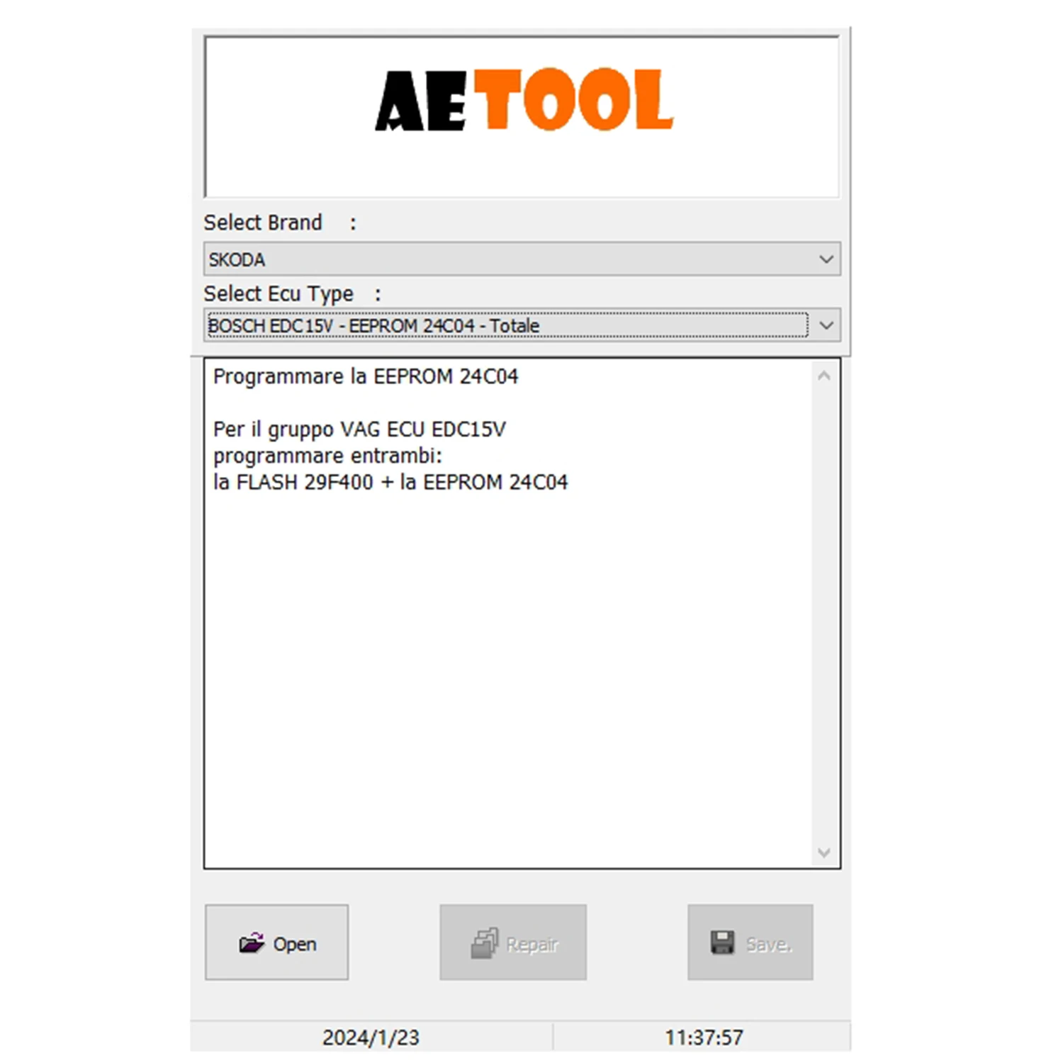 AETOOL IMMO REMOVER V1.3 AETOOL Immo Eeprom Off Software Virginize ECU Dump decodifica ECU calcola PIN Virgin/IMMO Remover