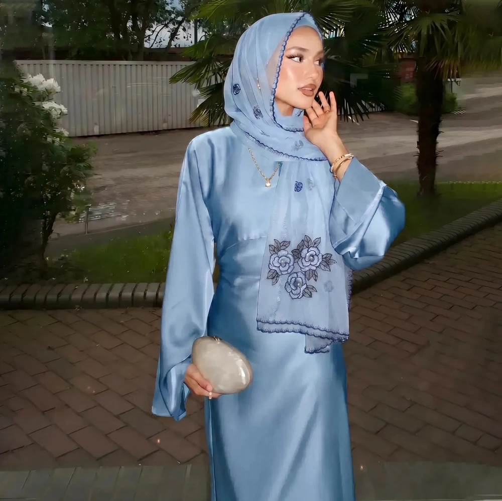 

Lace Sheer Mesh Muslim Hijab Floral Embroidery Scarf for Women Pearl Decor Scallop Headscarf Bandana Formal Prayer Head Wrap