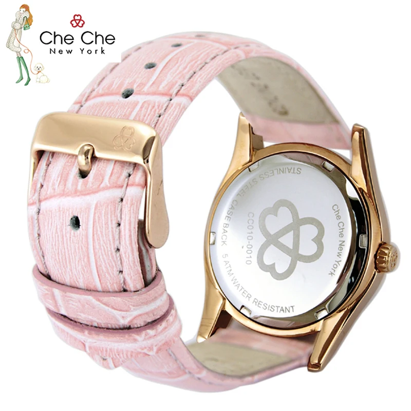 CHECHE CC010 Watch Women Leather Strap Small Dial Cute Sweet Skinny Super Fairy Fashion Temperament Stone Shell reloj mujer