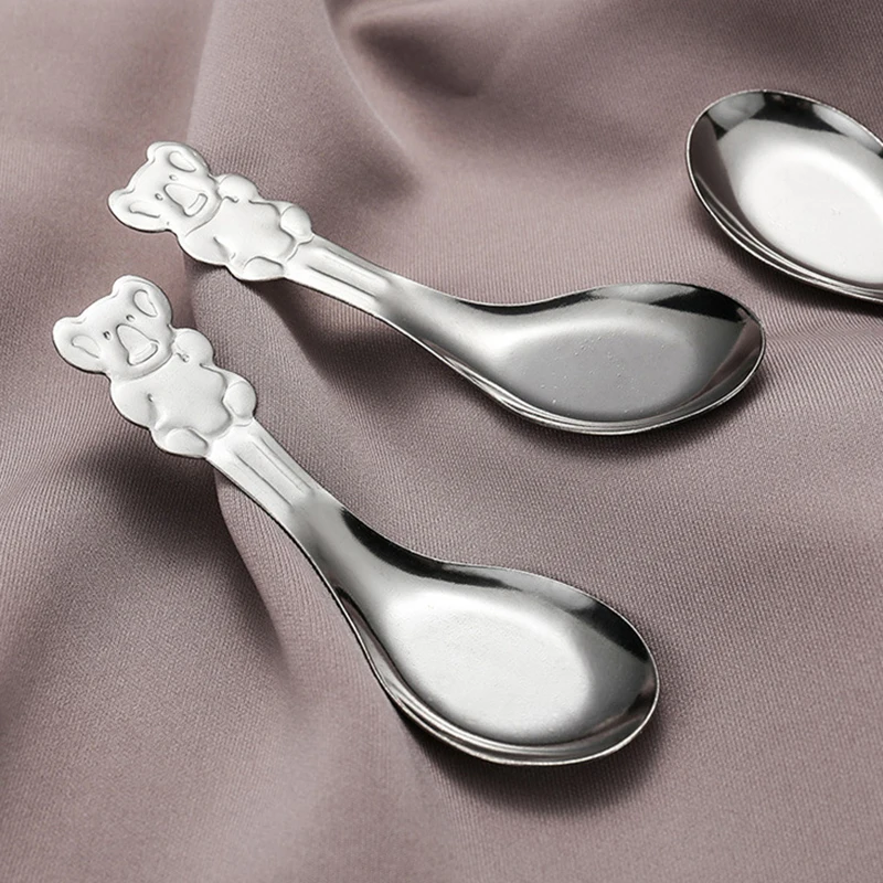 Stainless Steel Creative Cute Koala Ice Cream Dessert Fruit Scoop Flat Bottomed Spoon Coffee Stirring Tea Tableware Spoon