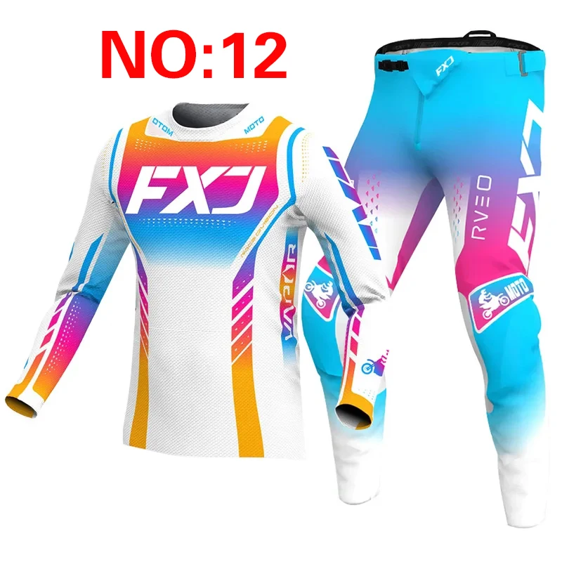 NEUES 2025, FXJ gelbes Enduro-Motocross-Ausrüstungsset, MX-Jersey-Hose, grüne Motorradbekleidung, MTB-Carracing-Anzug, Offroad-Ausrüstung 8