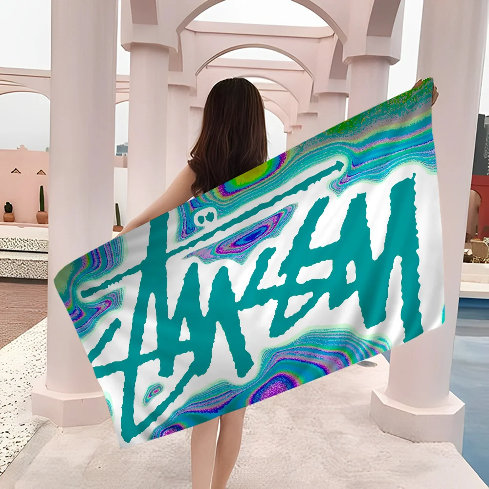 S-Stussy-Logo Towel Microfiber Beach Towel Absorbent Quick dry Soft Yoga Swimming Resort Mountain Climbing Towel