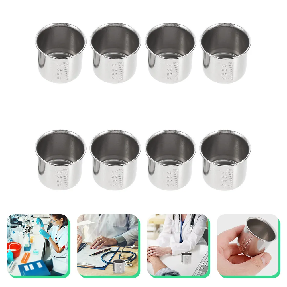 4Pcs Thickened Stainless Steel Measuring Cup with Permanent Graduated Scale Clear Accurate Readings for Medicine Lab Hospital