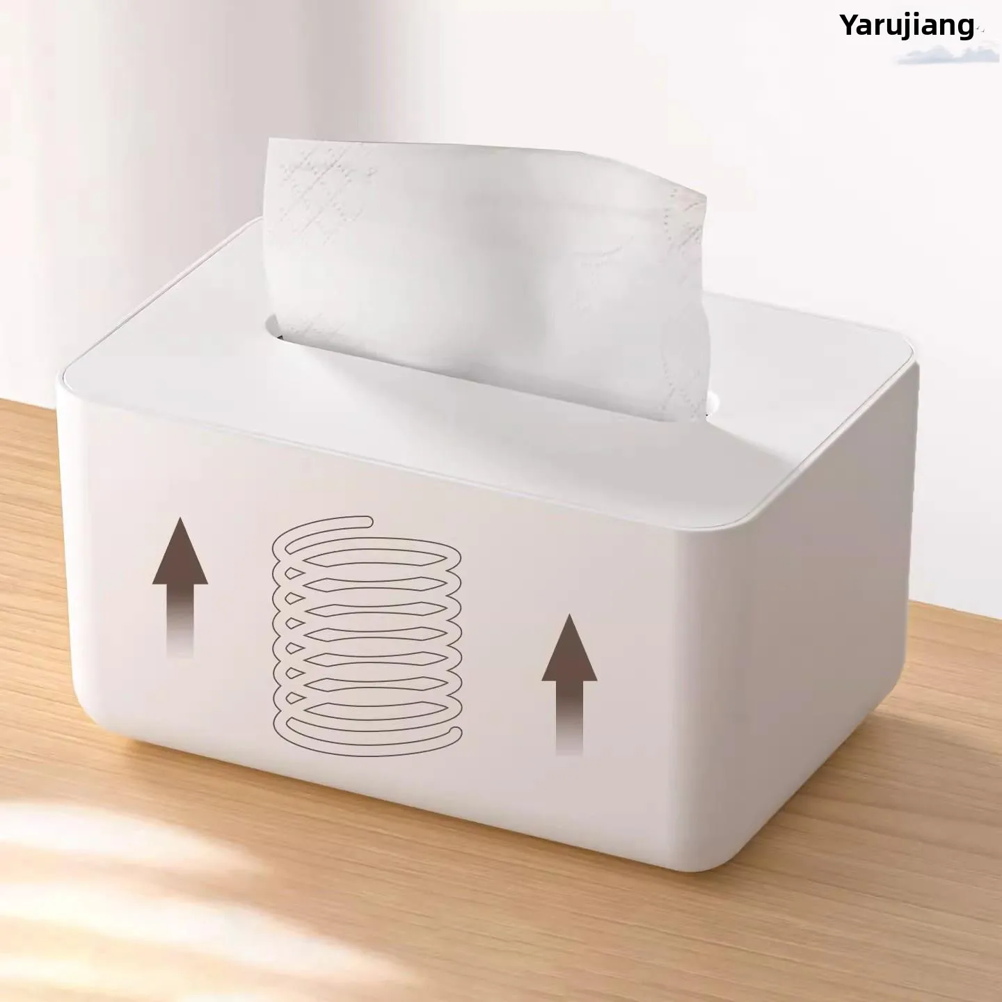 Modern Simple Desktop Tissue Box Spring Loaded Pull out Kitchen Bathroom Storage Box Rectangular Plastic Organizer for Living...