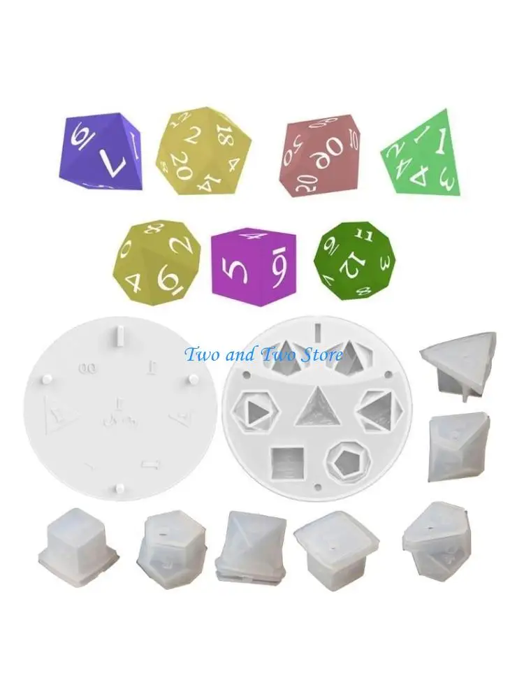 HX6F Pack of 8 Silicone Epoxy Molds DIY Craft Moulds Home Table Decorations Dices DIY Ornaments Molds Silicone Material
