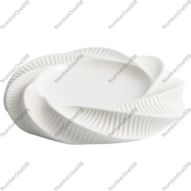 Threaded Flower Pattern Double-layer Plate Creative Hotel Special Tableware Dessert Artistic Conception Dish Plate