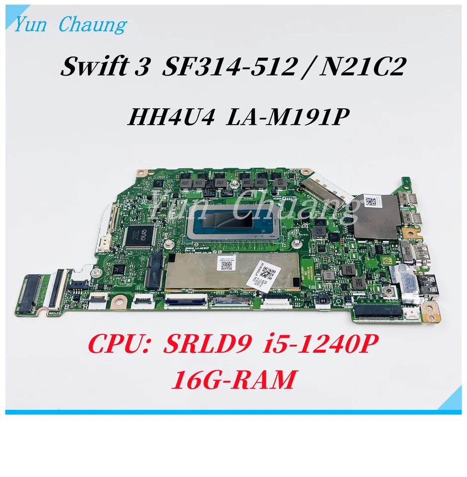 HH4U4 LA-M191P Mainboard For Acer Swift 3 SF314-512 N21C2 Laptop