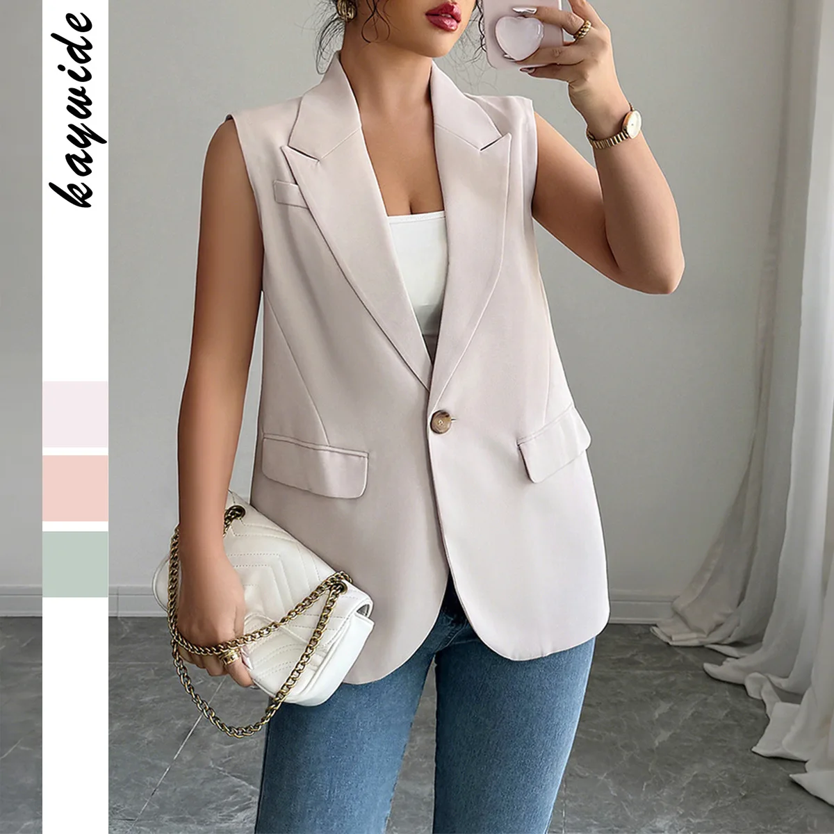 

Жилет Ele Svel для женщин, уличный костюм Sle для поездок на работу, независимая станция, трансграничный летний модный маленький деловой костюм