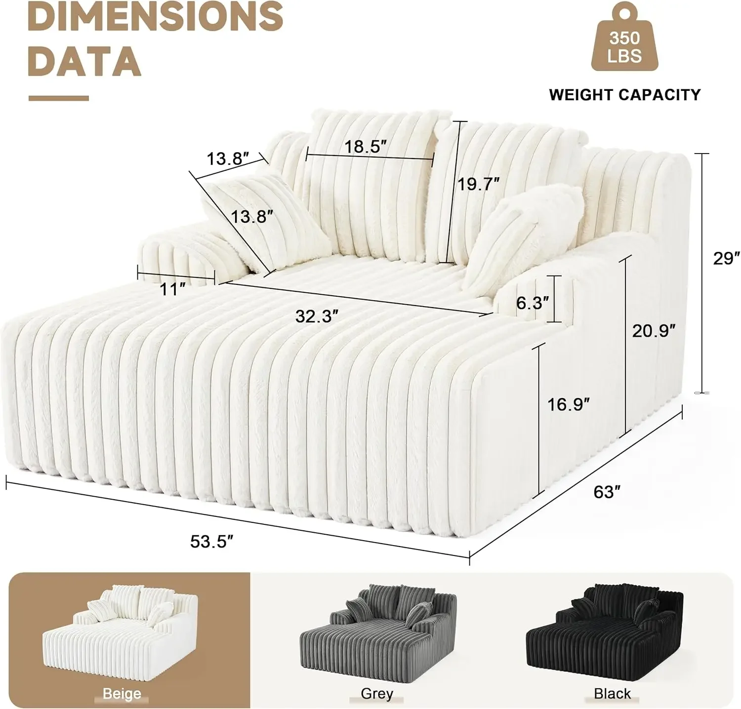 [مخزون محدود، اشتر الآن! ] كرسي صالة كبير الحجم مقاس 53.5 بوصة عرض داخلي، كرسي أريكة بدون عظم مع 4 وسائد، كراسي قراءة مريحة