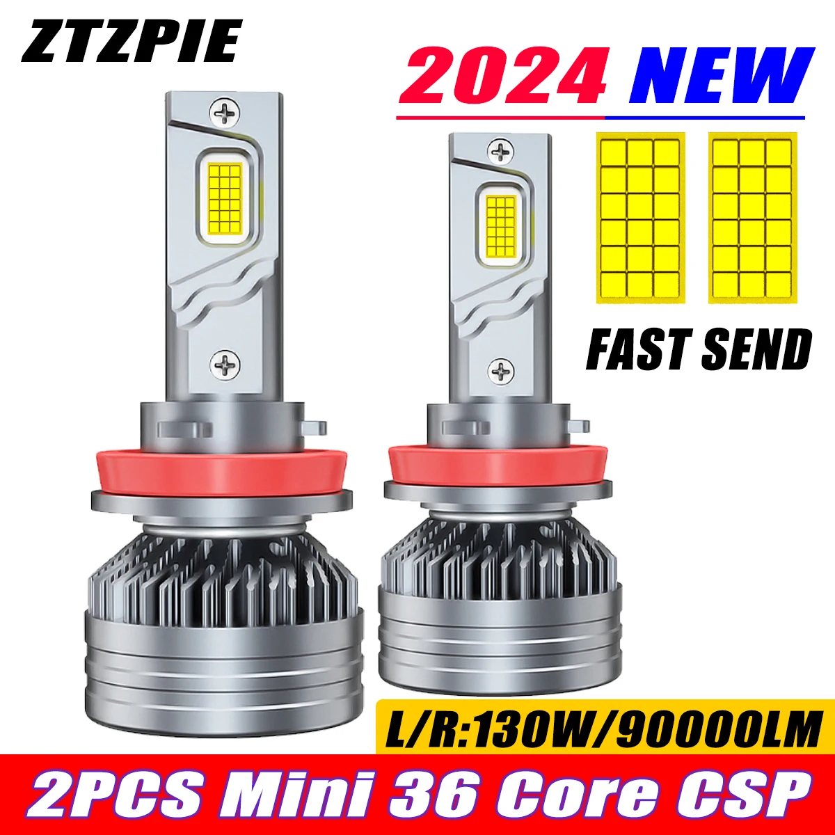 ZTZPIE 6000K HB3 HB4 9005 9006 H1 H7 H4 H11 Bulb Canbus 36 Cores Led Lamp CSP 9985 Power Car Headlight Light 260W High lights 