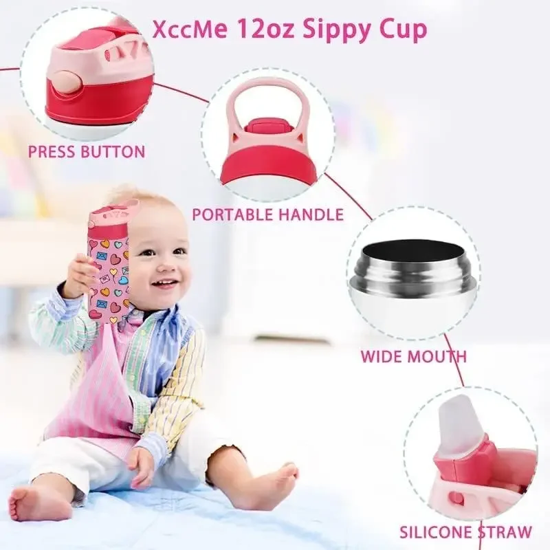 Imagem -04 - Sublimação Sippy Cup Isolado Crianças Tumble Móveis Suprimentos 25 Pack 12oz Aço Inoxidável