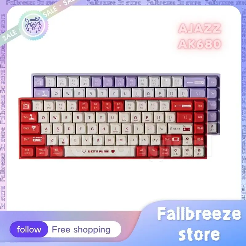 

Механическая клавиатура AJAZZ AK680, Игровая клавиатура, проводная клавиатура 68 клавиш, 2 режима, ABS RGB, горячая замена, геймерские клавиатуры