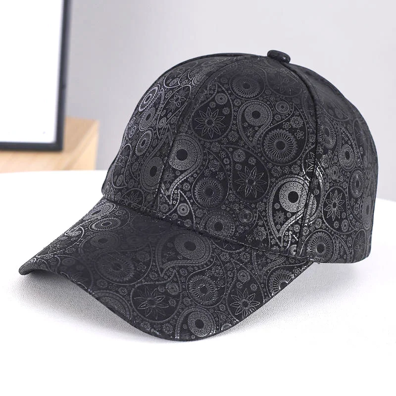 Women's Spring Autumn Leather Baseball Cap Korean Style Fashionable Visor Cap Face Slimming Effect