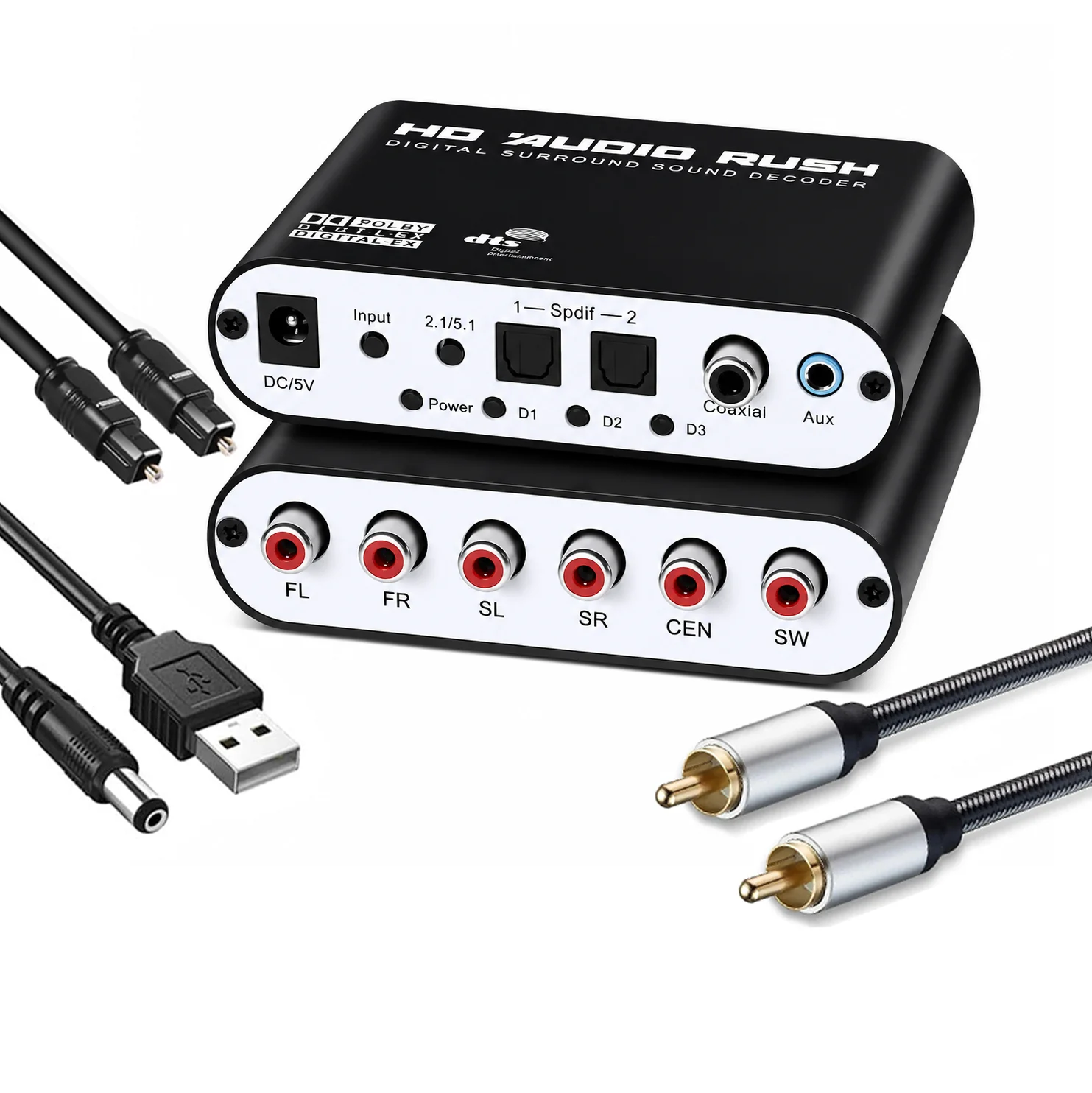 5.1 Channel CH HD Audio Decoder SPDIF Coaxial to 6RCA DTS AC3 Optical Digital Amplifier Analog Converter DAC Adapter for PS3 TV