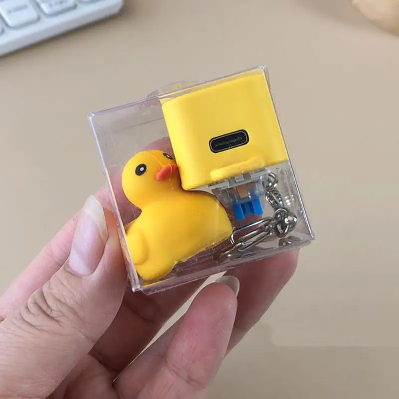 Keyboard Fidget Keychain Pendant Cute Keychain Decoration Duck Shape Backpack Charm With Light And Sound Stress Relief Toy gifts