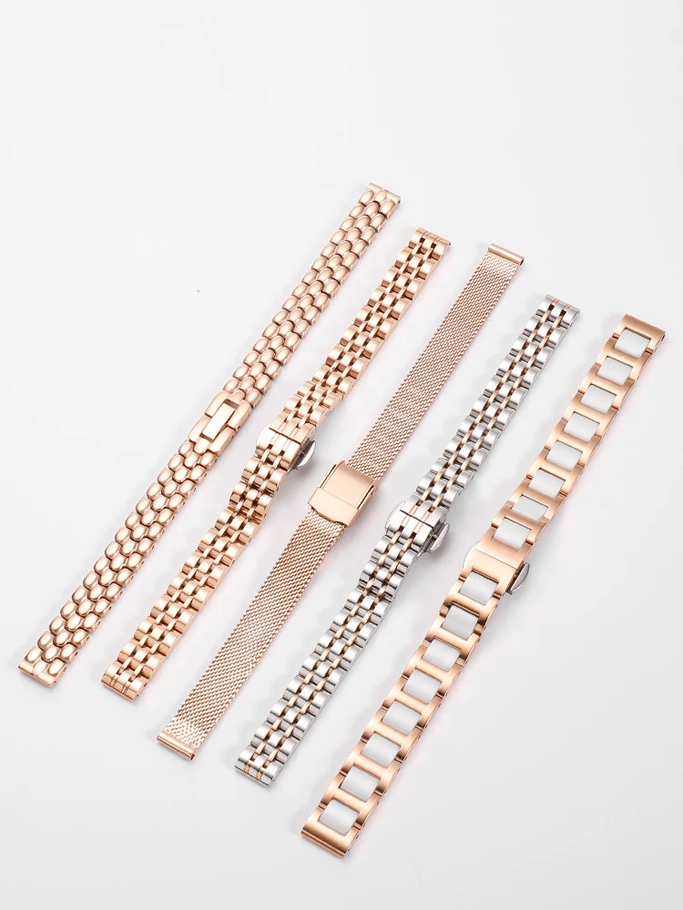 Stainless steel ceramic watch strap 6-22mm small size silver gold rose gold women's watchband Watch chain For Armani Casio omega
