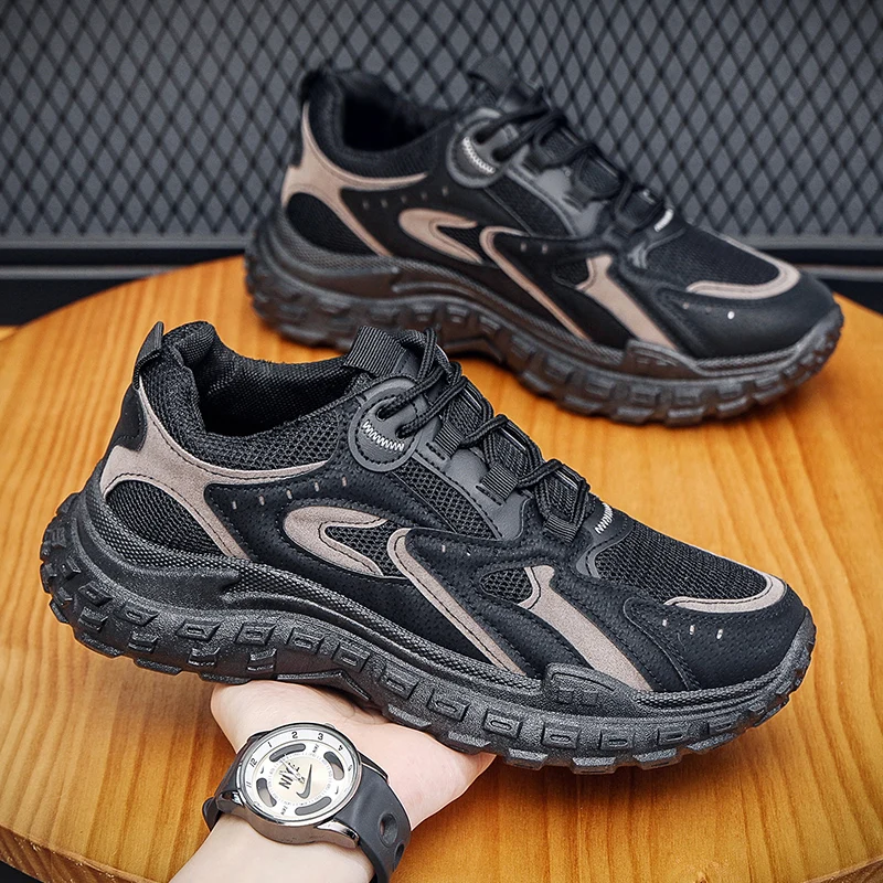 Men's Summer Breathable Mesh Running Shoes Sporty Casual Dad Shoes with Tire Sole Trendy Youthful Style Flat Heel Outdoor Lei...