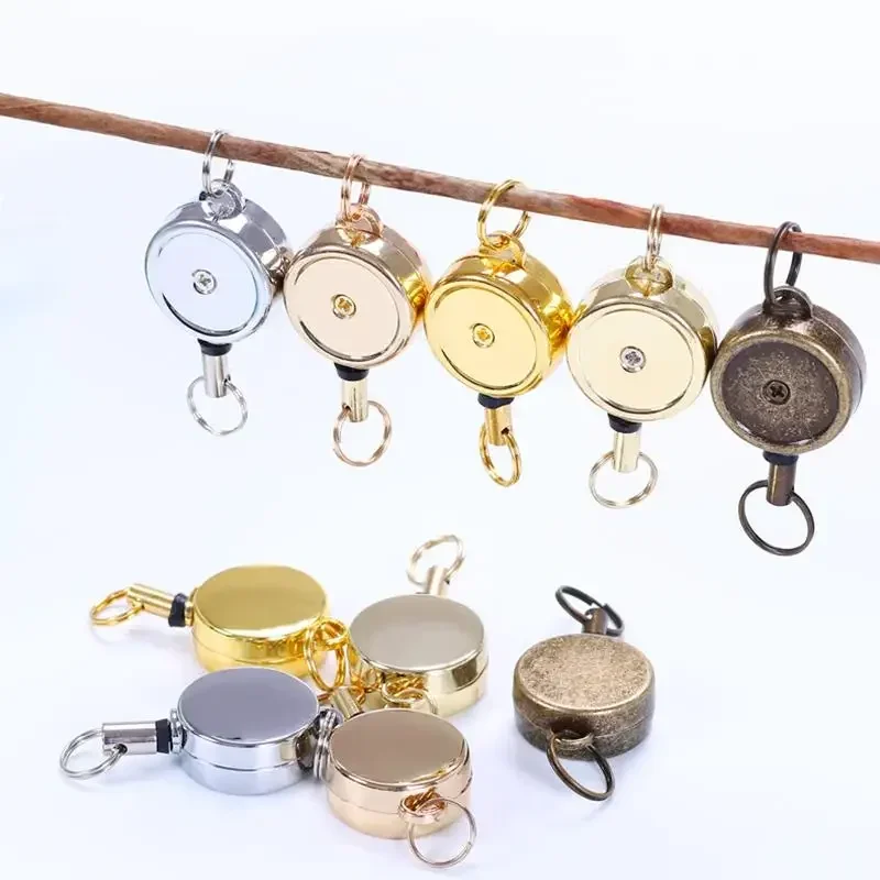 

Retro Metal Retractable Badge Reel Key Chain Organizer Card Holder Accessories ID Card Holder School Office Supplies