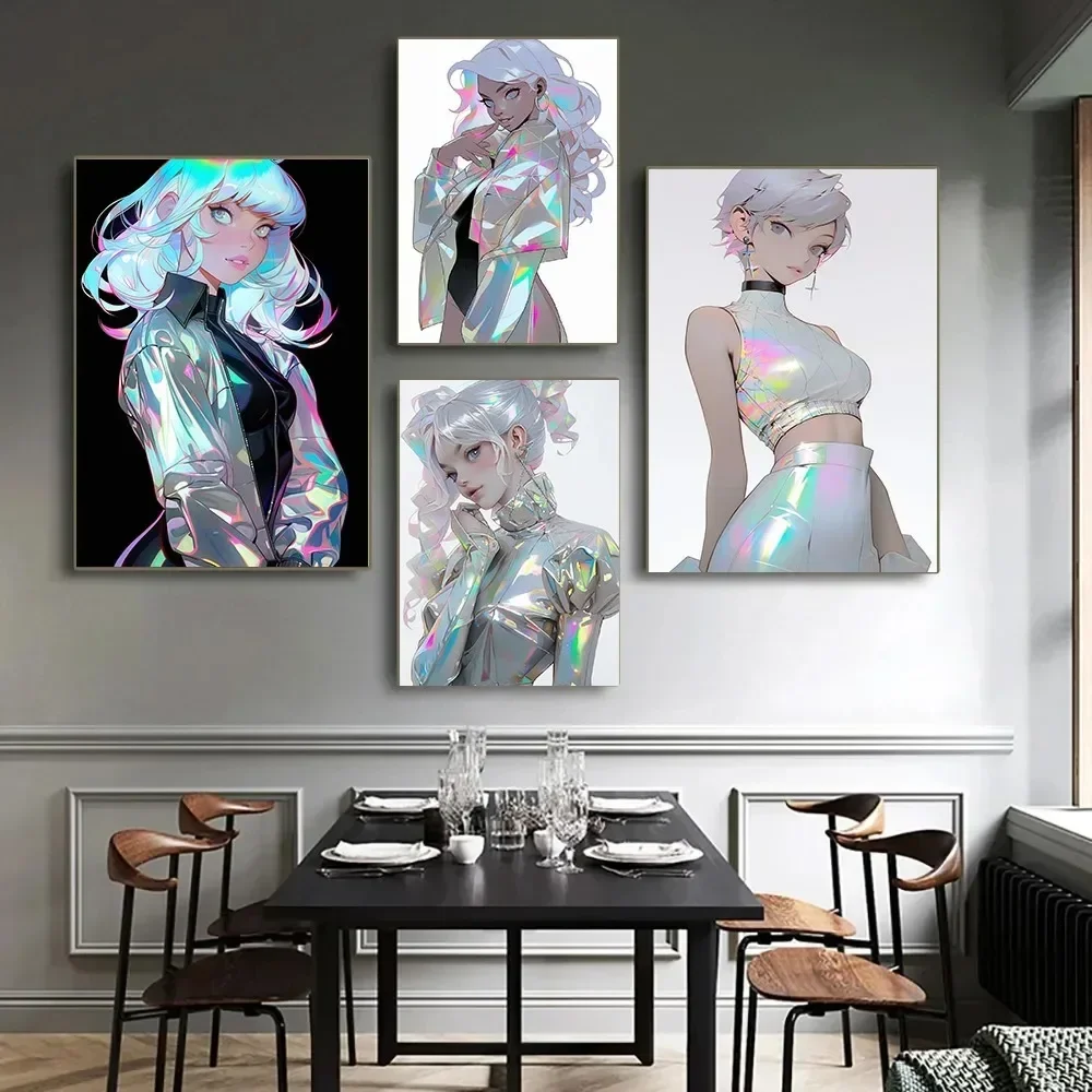 Canvas Painting Fashionable Makeup Female Model Wall Decoration Poster Cool and Stunning Living Room Home Decor