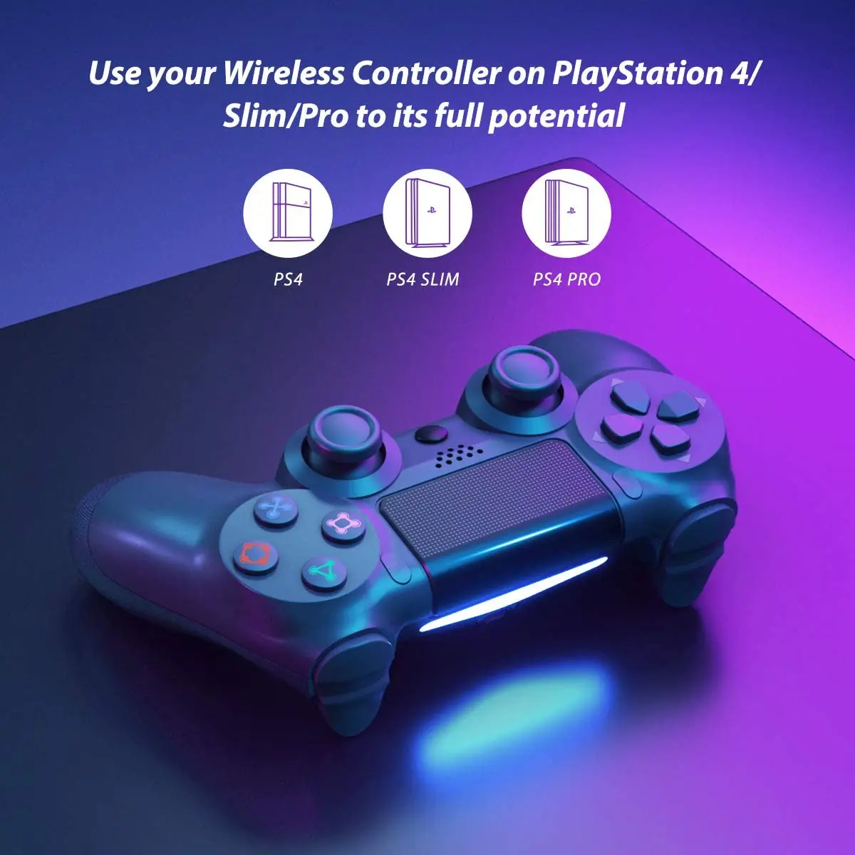 Controlador sem fios com Bluetooth, gamepad para consola PS4, PS3, joysticks para PC, vibração dupla de 6 eixos com LOGO