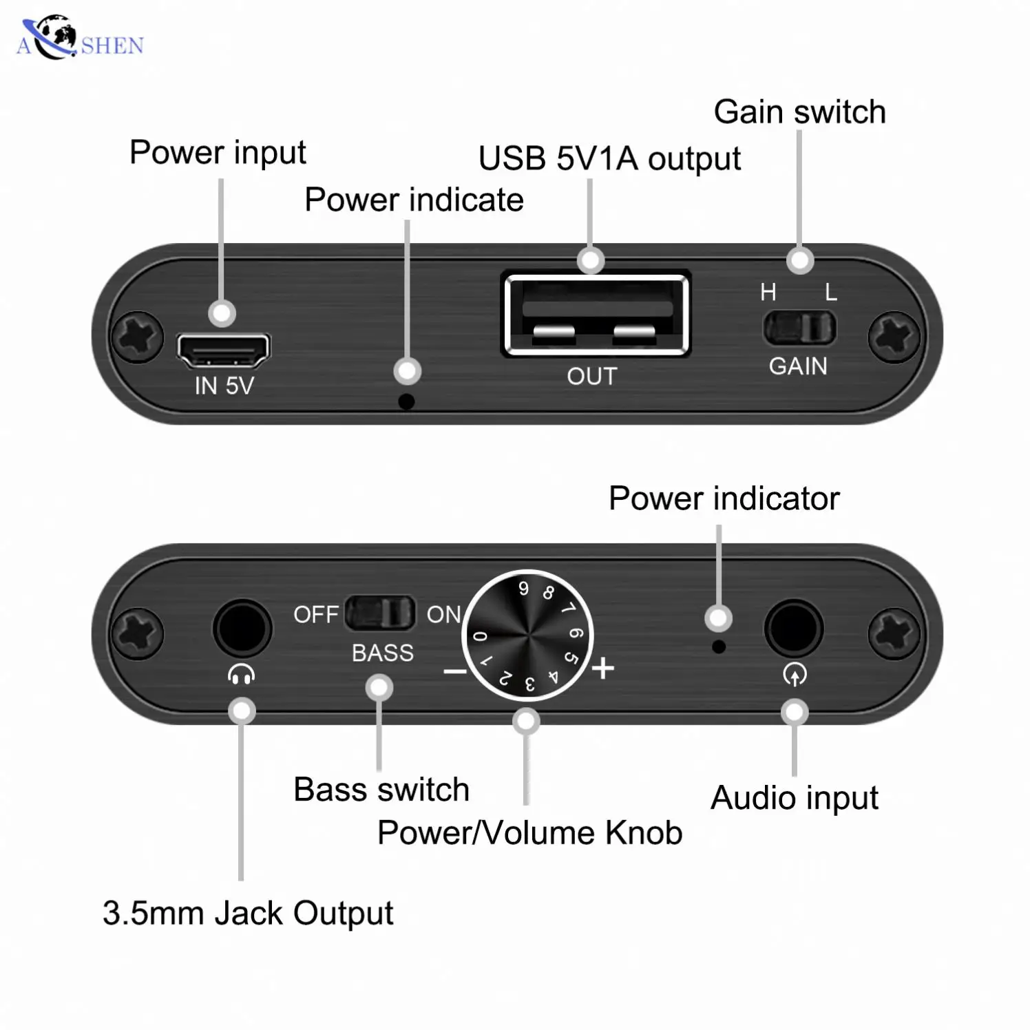 Aoshen PRO Portable Power Bank Supported Hi-Fi Mini Audio Amplifier Headphone Amplifiers