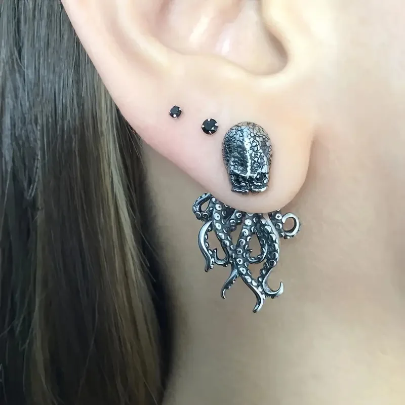 Pendientes de pulpo de estilo gótico Punk Vintage para hombres y mujeres, Cthulhu, accesorios de joyería de fiesta