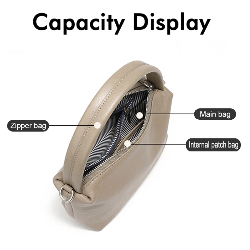 2026 New Retro Women\'s Genuine Leather Crossbody Handbag  Female Pillow Bags Single Shoulder Messenger Bag for Ladies Commuting