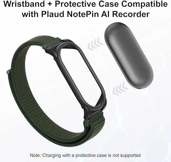 Nylon Wristband + PC Frame for Plaud NotePin & NotePin S AI Voice Recorder Strap,Replacement Band Case for PlaidNote Pin Accesso
