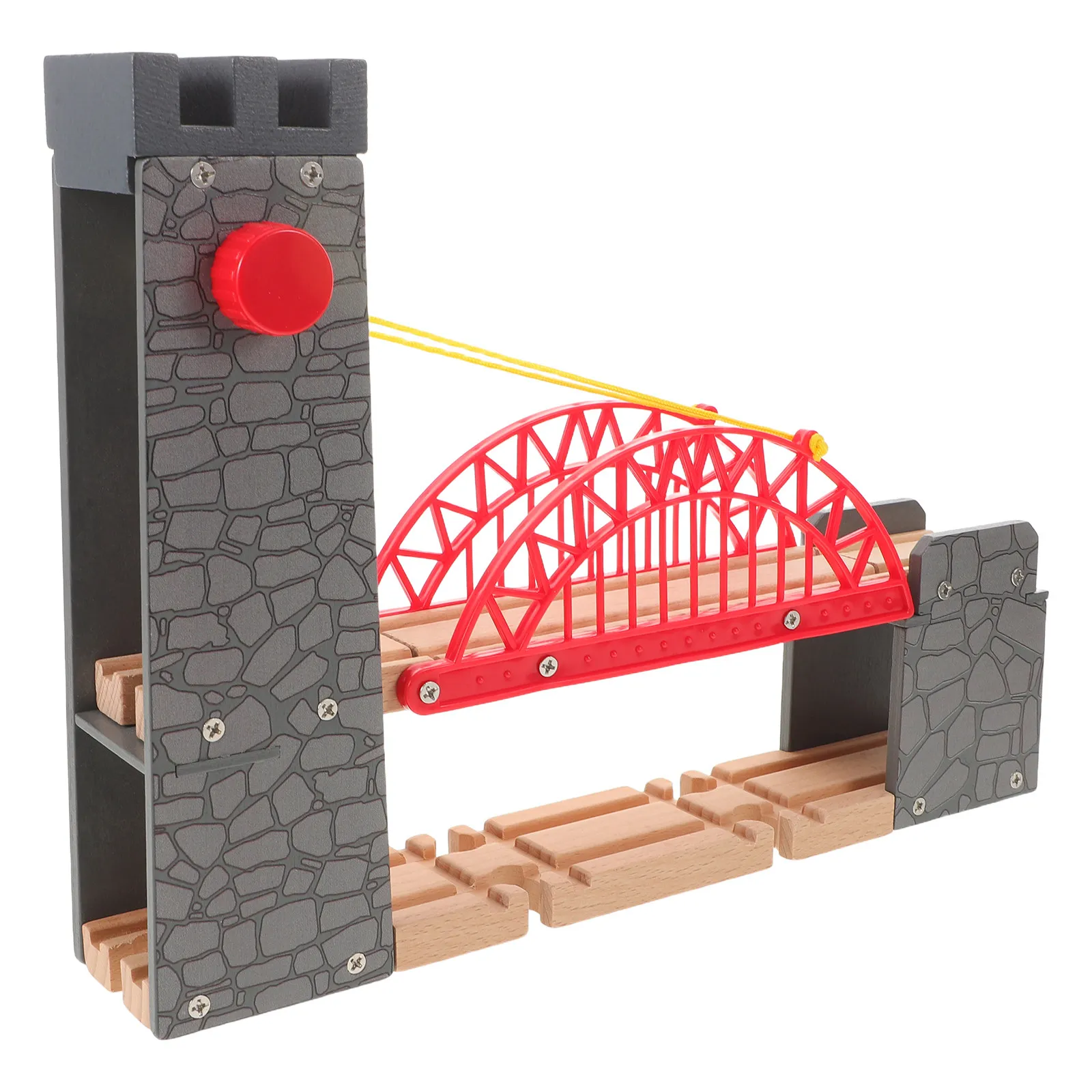 Wooden Train Set Accessories Wood Railway Bridge Smooth Surface Safe Kids Track Replacement Part Universal Compatible Suspension