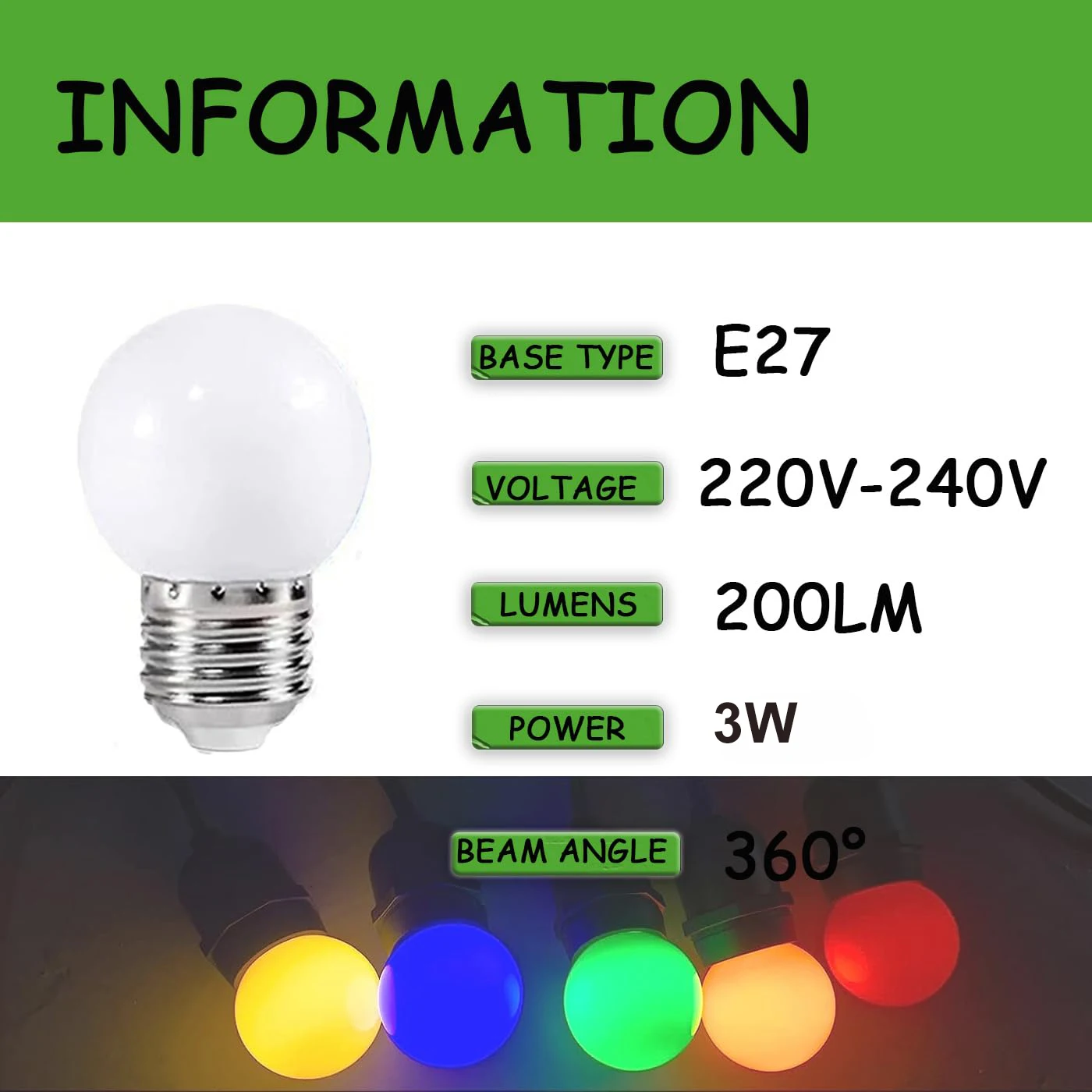 Led Bulb Plastic Milky Globe G45 Warm White E27 220V String Light Bulb 3W Garden Party Cheap Ball Lamps Wedding Decor